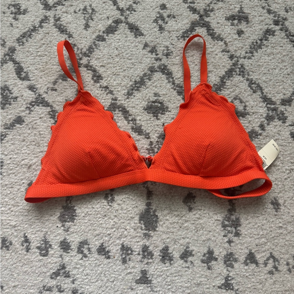 Aerie Vibrant Orange Scalloped Bikini Top